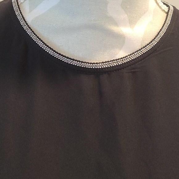 H&M black 2 layer semi sheer dress w/ silver trim - Picture 3 of 9